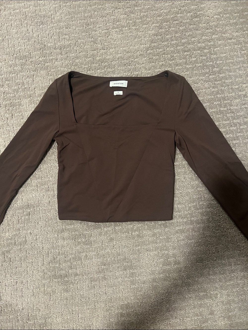 Artizia Chocolate Brown Square Neck Long-Sleeve Top